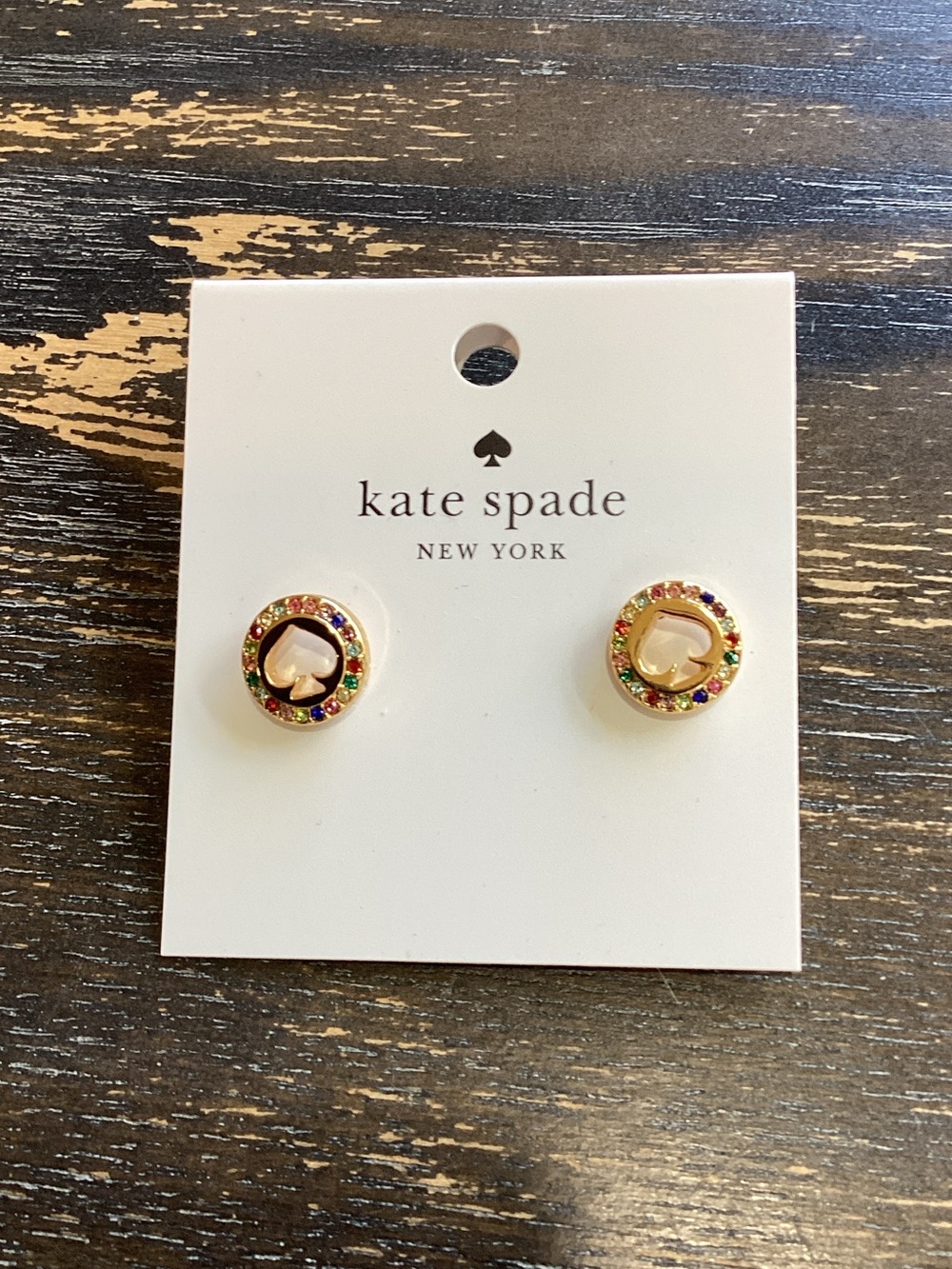kate spade Gold Spot the Spade Circle Studs with Multicolor Crystals